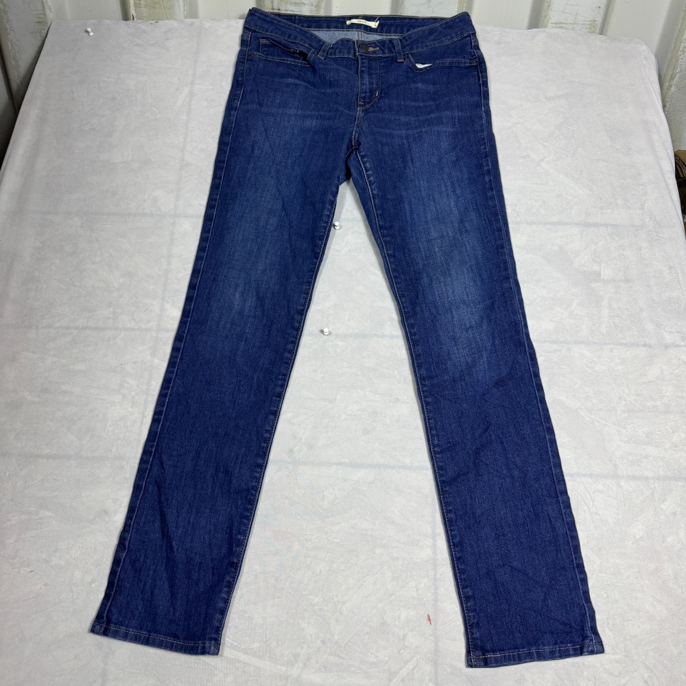 Levi's 712 Womens Slim Jeans Blue Denim Straight Leg Everyday 5-Pockets Whisker